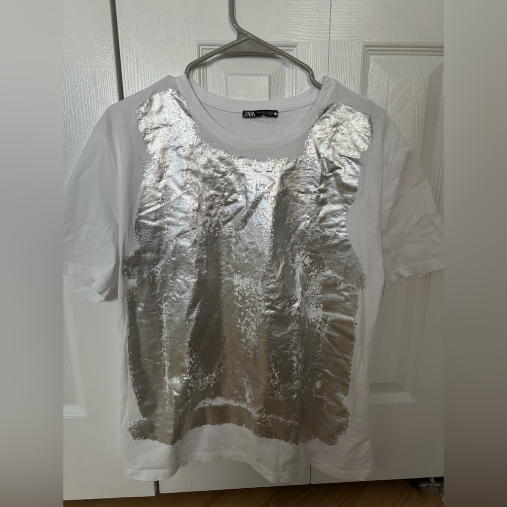 Zara Stockholm Style Shiny Top